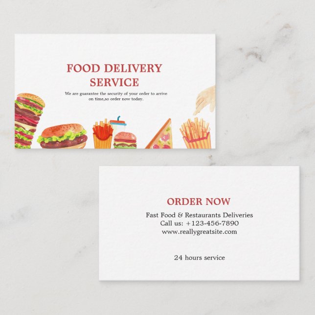 Food Delivery Watercolor Business Card (Front/Back)