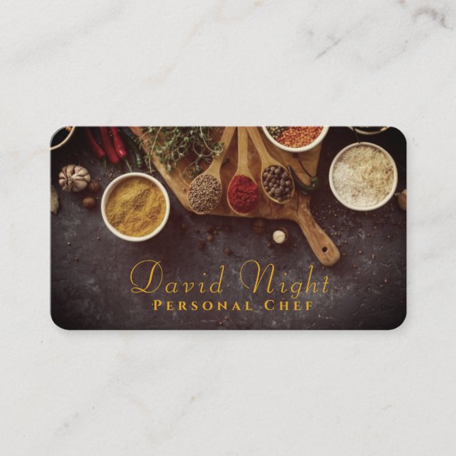 Food Design Personal Chef Catering Business Card (Front)