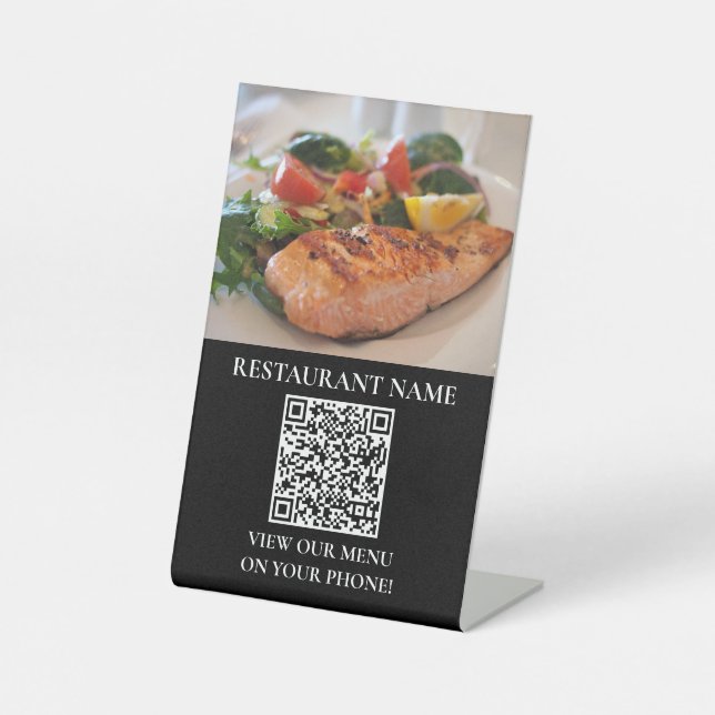 Food Digital Menu QR Code Pedestal Sign (Front)
