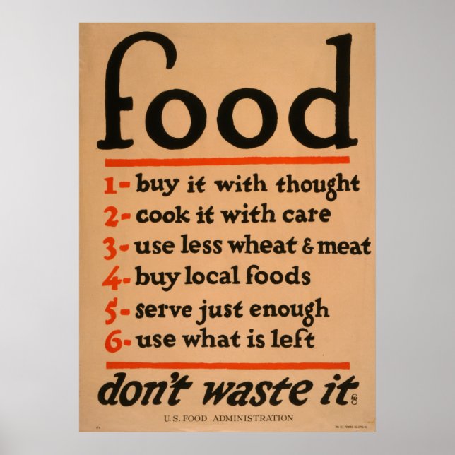 Food, Don't Waste It Vintage Poster (Front)
