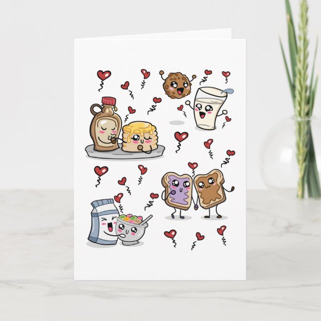Food Drawings In Love Kawaii Card (Front)