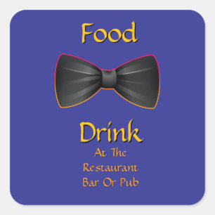 Food Drink At Restaurant Bar Or Pub Bow Tie Square Sticker
