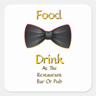 Food Drink At Restaurant Bar Or Pub Bow Tie White Square Sticker