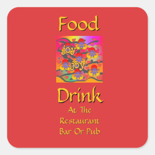 Food Drink At Restaurant Bar Or Pub Red Square Sticker