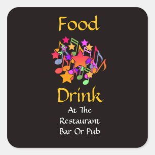 Food Drink At Restaurant Bar Or Pub Stars Square Sticker