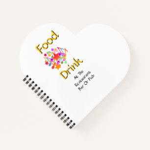 Food Drink At Restaurant Bar Or Pub White Heart Notebook