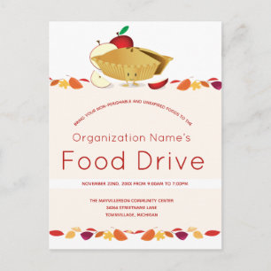 Food Drive Organisation Name Leaves Cartoon Pie Postcard