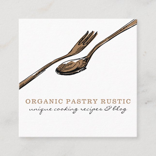 Food Eat Spoon Utensil Cook Square Business Card (Front)