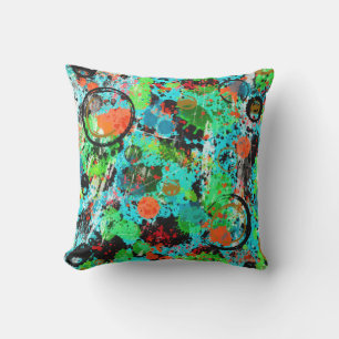 Food Fight Abstract Cushion