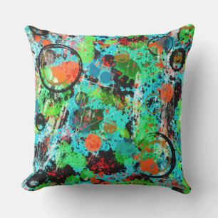 Food Fight Abstract Cushion
