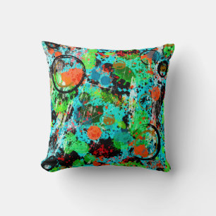 Food Fight Abstract Cushion