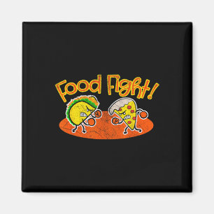Food Fight - Funny Taco Pizza Slice Hungry Cartoon Magnet