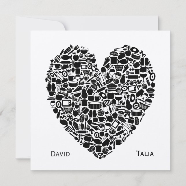 Food Foodies Heart Gold Custom Wedding Invitation (Front)