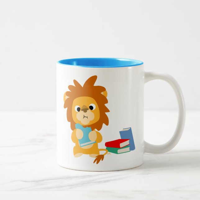 Food For Thought -Cute Cartoon Lion Two-Tone Coffee Mug (Right)