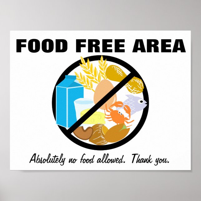 Food Free Area Allergy Friendly Zone Customisable Poster (Front)
