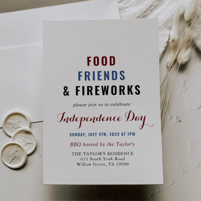 Food Friends and Fireworks Independence Day Invitation (Creator Uploaded)