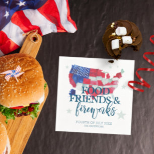 Food Friends Fireworks Fourth of July Party Napkin