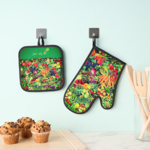 Food Fun Vegetables Oven Mitt & Pot Holder Set