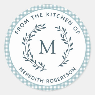 Food Gift From the Kitchen of Monogram Wreath  Classic Round Sticker