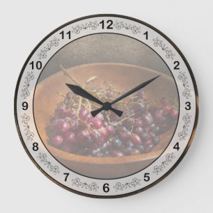 Food - Grapes - A bowl of grapes Large Clock
