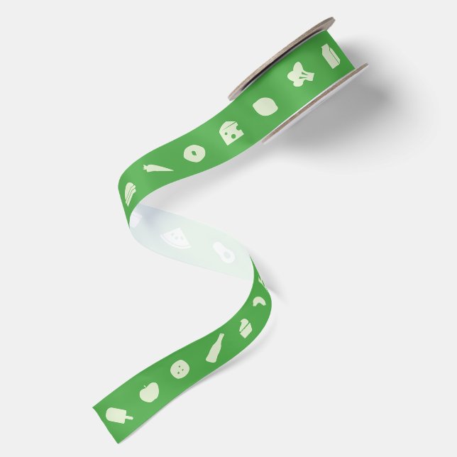 Food Icon Pattern | Editable Colour Satin Ribbon (Front+Back)