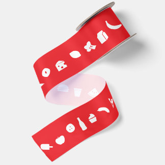 Food Icon Pattern | Editable Colour Satin Ribbon