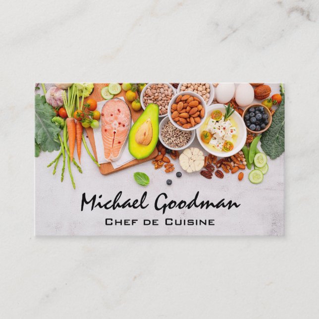 Food Ingredients Layed out on Table Business Card (Front)