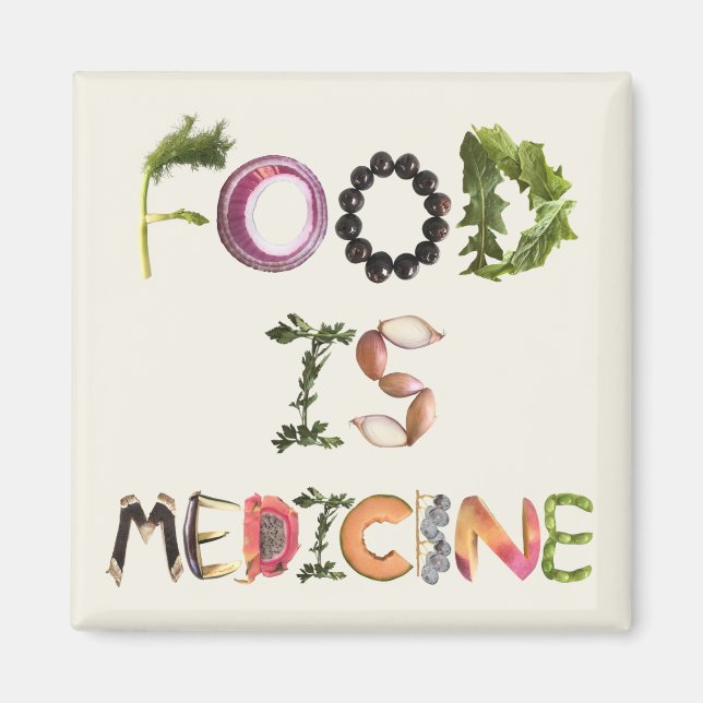 Food is Medicine - Healthy Eating Colourful Art Magnet (Front)