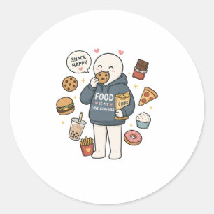 Food Is My Love Language Funny Foodie Meme Classic Round Sticker