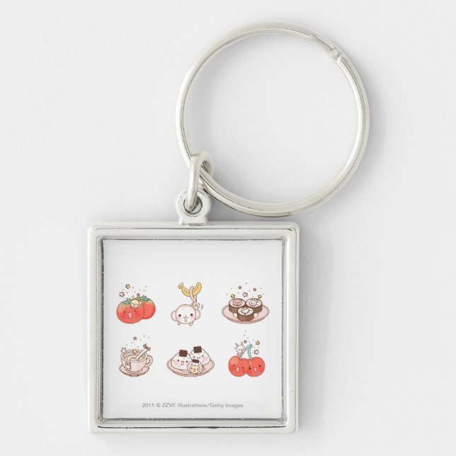 Food items displayed against white background key ring (Front)