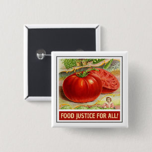 Food Justice - Vintage Tomatoes & Garden 15 Cm Square Badge