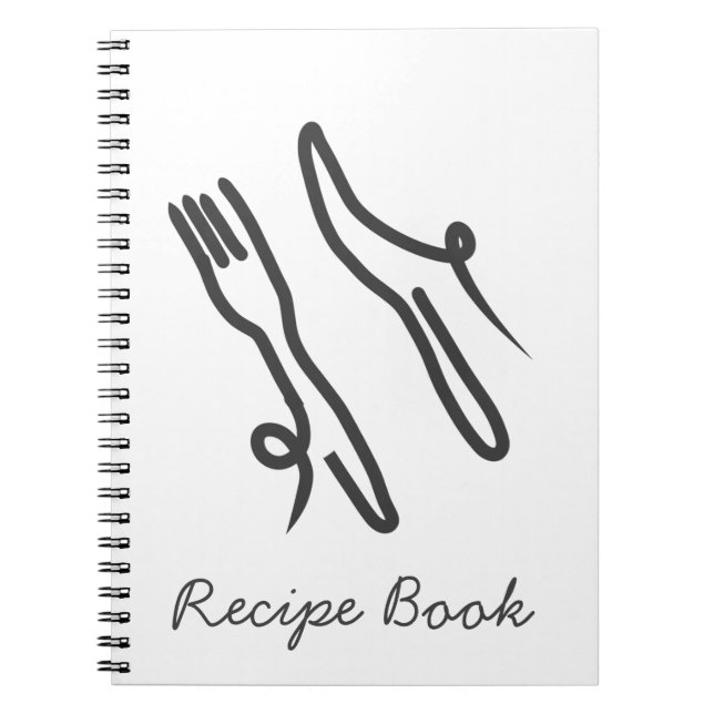 Food knife and fork modern grey and white notebook (Front)