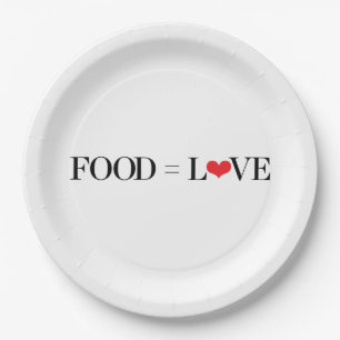 Food = Love Paper Plate