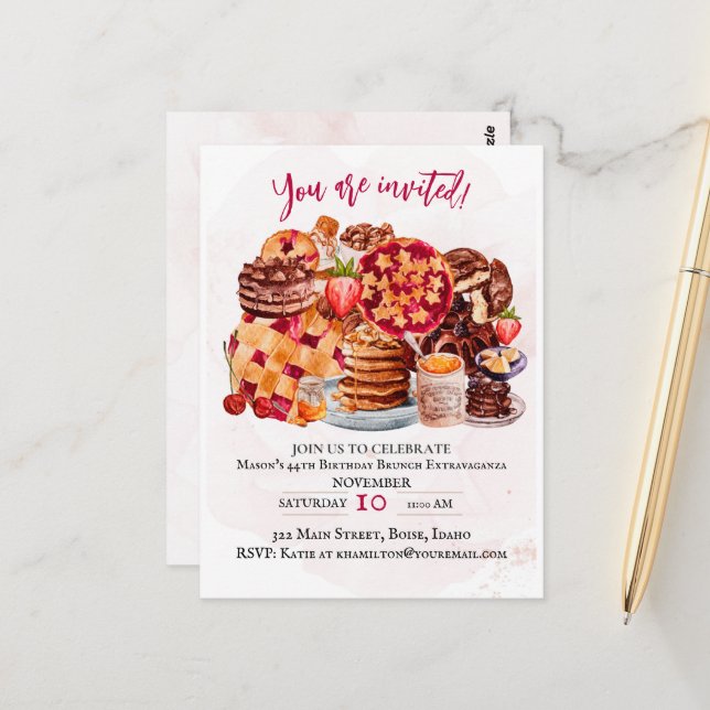 Food Lover, Dessert Lover Party Invitation Postcard (Front/Back In Situ)