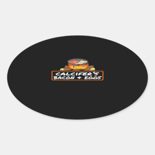 Food Lover Pun Bacon Egg Cook Dish Calcifers Gift Oval Sticker