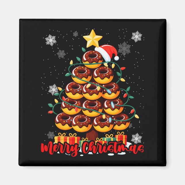 Food Lover Xmas Matching Santa Donuts Christmas Tr Magnet (Front)