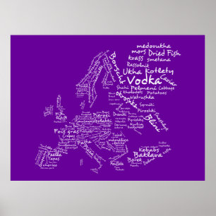 Food Map of Europe (Purple) Poster