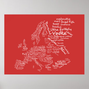 Food Map of Europe (Red) Poster