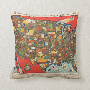 Food Map of the United States Cushion
