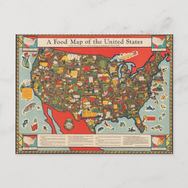 Food Map of the United States Postcard (Front)