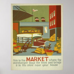 Food Market Farmers Markets WPA Vintage Poster