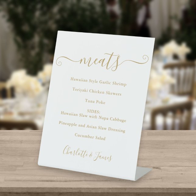 Food Menu Gold Signature Script Pedestal Sign (Creator Uploaded)