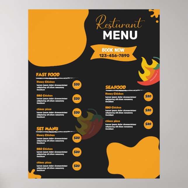 Food menu poster (Front)