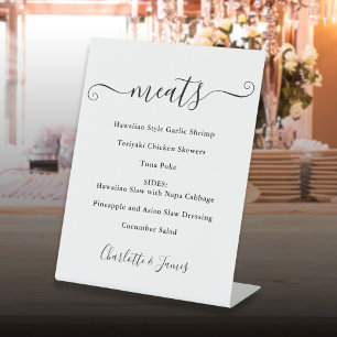 Food Menu Signature Script Black And White Pedestal Sign
