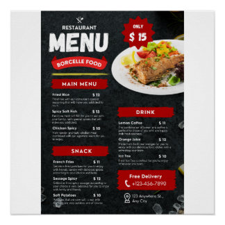 Food Menus  Glossy Poster