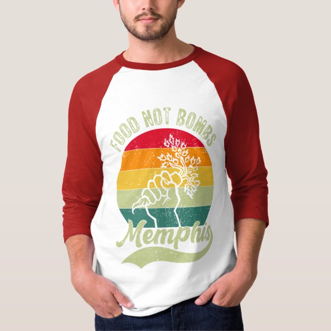 Food Not Bombs Memphis Baseball Tee (Front)