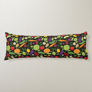 Food on a black background body cushion