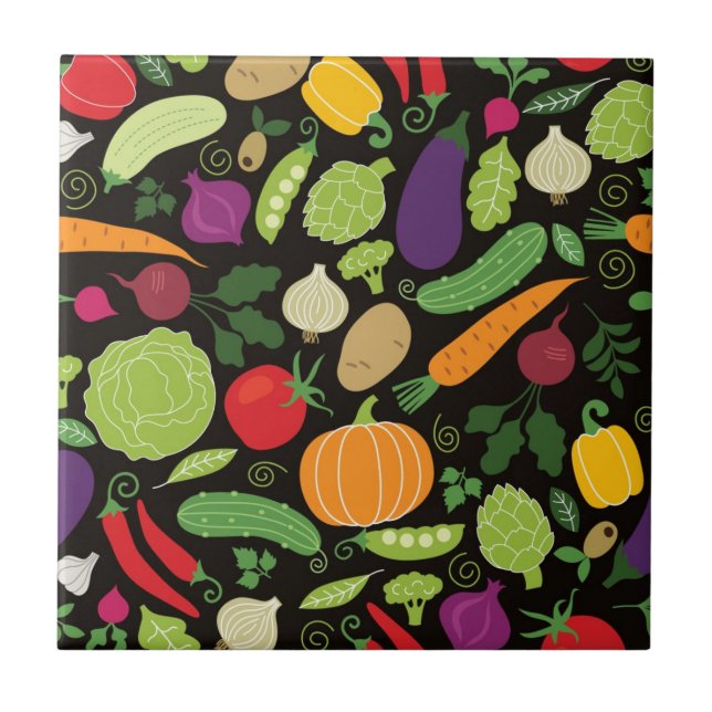 Food on a black background ceramic tile (Front)