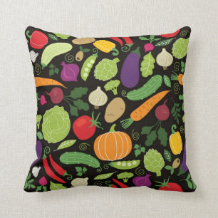 Food on a black background cushion