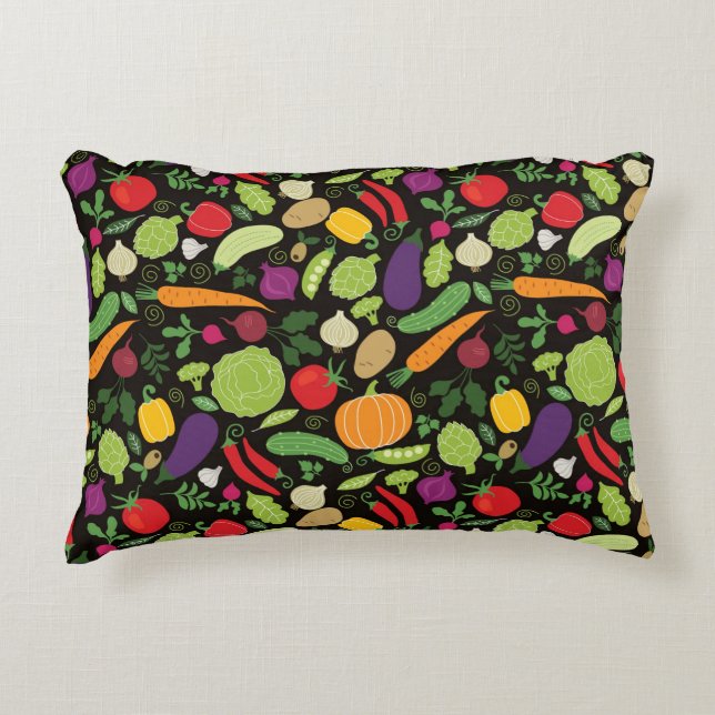 Food on a black background decorative cushion (Front)